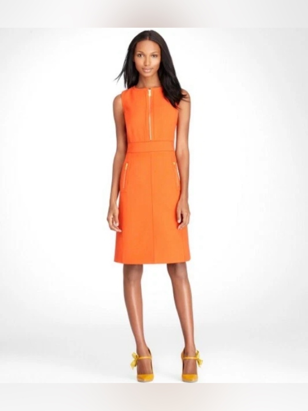 Tory Burch Mariel orange wool blend sheath knee length dress